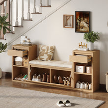Load image into Gallery viewer, Entryway Storage Bench With Cushion, Drawers & Open Shelves