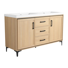 Load image into Gallery viewer, Original 60" Freestanding Bathroom Vanity With Double Resin Sink Plywood Soft Closing Doors & Drawers - Oak