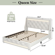 Load image into Gallery viewer, Wingback Upholstered Bed Frame With LED Lights, Charging Station