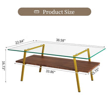 Load image into Gallery viewer, Rectangle Coffee Table, Tempered Glass Tabletop With Metal Legs, Modern Table For Living Room