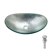 Load image into Gallery viewer, Tempered Glass Vessel Sink With Boat Shape Pop-Up Drain