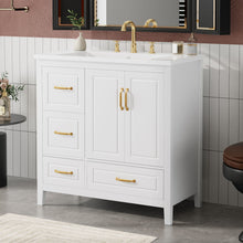 Load image into Gallery viewer, Bathroom Vanity With Sink, Soft Closing Doors & Drawers, Metal Handles