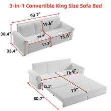 Load image into Gallery viewer, 3 In 1 Convertible Sleeper Sofa With Nailhead Trim & Rolled Arm