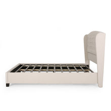 Load image into Gallery viewer, Twilight Fully Upholstered Fabric Wingback Queen Bed - Ivory