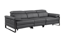 Load image into Gallery viewer, Top Grain Leather Reclining Metal USB Sofa (720324) - Dark Gray