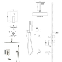 Load image into Gallery viewer, 16" Ceiling Mount Square Shower System With Waterfall Tub Spout And Rough In Valve