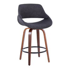 Load image into Gallery viewer, Fabrico - Mid Century Modern Fixed Height Counter Stool & Round Footrest (Set of 2)