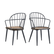 Load image into Gallery viewer, Industrial Inspired Indoor Dining Chair With Metal Legs And Birch (Set of 2) - Black / Natural