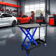 Load image into Gallery viewer, Hydraulic Lift Trolley, 500 Lbs Capacity, With 4 Wheels, For Material Handling And Transportation - Black / Blue