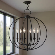 Load image into Gallery viewer, Six Light Dimmable Chandelier With Shades - Bronze