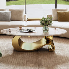 Load image into Gallery viewer, Oval Coffee Table For Living Room - Gold / White
