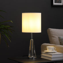 Load image into Gallery viewer, 22" Bedside Table Lamp With White Drum Shade - Silver