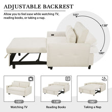 Load image into Gallery viewer, Pull-Out 2 Seat Modern Sleeper Sofa With 2 Throw Pillows And USB Ports