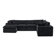 Load image into Gallery viewer, Chenille Modular Sofa Chaise With Ottoman Toss Pillows (725207) - Black