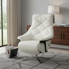 Load image into Gallery viewer, Tufted Genuine Leather Power Swivel Recliner - White