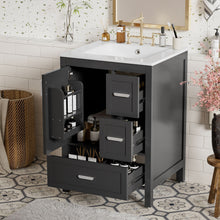 Load image into Gallery viewer, Bathroom Vanity With Sink, Soft-Close Doors, Double-Layer Shelf And 3 Drawers