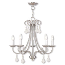 Load image into Gallery viewer, 22" Five-Light Dimmable Chandelier With Shades - Nickel