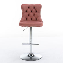 Load image into Gallery viewer, Swivel Barstools Adjusatble Seat Height From 25-33", Modern Upholstered Base Bar Stools With Backs Comfortable Tufted For Home Pub And Kitchen Island (Set of 2)
