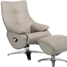 Load image into Gallery viewer, Tufted Genuine Leather Manual Swivel Recliner With Ottoman - Gray
