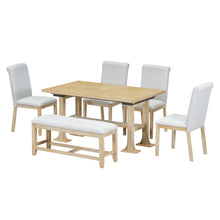 Load image into Gallery viewer, Topmax - 6 Piece Farmhouse Extendable Dining Table Set Trestle Kitchen Table Set With Removable Leaf And Upholstered Dining Chair And Bench For Dining Room