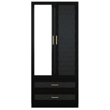 Load image into Gallery viewer, 71" Carved Geometric And Mirro Two Door Two Drawer Combo Dresser - Black