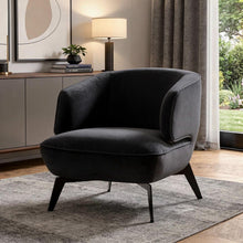 Load image into Gallery viewer, Velvet Steel Lounge Chair - Black / Steel