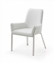 Load image into Gallery viewer, Upholstered Faux Leather Dining Room Arm Chair - White