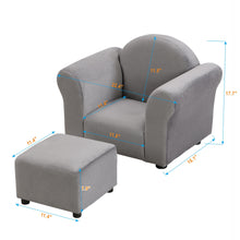 Load image into Gallery viewer, Kids Velvet Upholstered Chair With Ottoman For Comfortable Seating - Gray