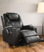 Load image into Gallery viewer, Leather Match Power Heated Massage Recliner - Black