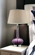 Load image into Gallery viewer, Glass Table Lamp With Beige Shade - Purple Ombre