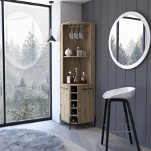 Load image into Gallery viewer, 71" Wood Corner Bar Cabinet With Two Doors - Brown