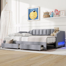 Load image into Gallery viewer, Extendable Daybed With LED Light And 2 Storage Drawers