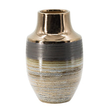 Load image into Gallery viewer, Striped Round Table Vase - Brown / Bronze