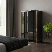 Load image into Gallery viewer, Solid Wood Stainless Steel Five Drawer Chest - Black Gold