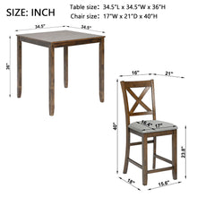 Load image into Gallery viewer, 5 Piece Dining Table Set, Wooden Dining Square Table Set For 4