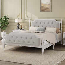 Load image into Gallery viewer, Traditional Style Solid Bed Frame With Upholstered Tufted Headboard, No Box Spring Needed
