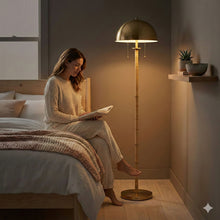 Load image into Gallery viewer, Allure - 2 Light Floor Lamp, Gold, Natural Tube, Double On / Off Pull Chain - Gold / Rattan
