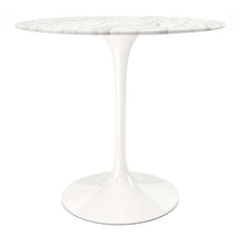 Load image into Gallery viewer, 32" Rounded Marble And Metal Pedestal Base Dining Table - White