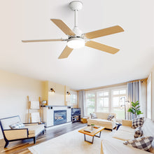 Load image into Gallery viewer, Modern Ceiling Fan With 3 Color Dimmable Light 5 Blades Remote Control Reversible Dc Motor - White