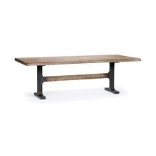 Load image into Gallery viewer, 96" Solid Wood And Metal Trestle Base Dining Table - Brown
