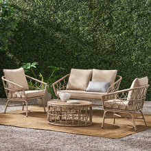 Load image into Gallery viewer, Bruce - Boho Inspired 4 Pieces Chat Set With Water Resistant Cushions - Brown