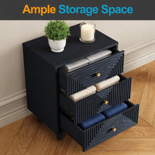 Load image into Gallery viewer, 3 Drawer Nightstand - Black - Wood