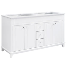 Load image into Gallery viewer, Bathroom Vanity Cabinet Only, 3 Drawers & 4 Doors With Double Layer Shelves - White