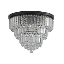 Load image into Gallery viewer, Six Light Crystal Flush Chandelier With Shades - Black