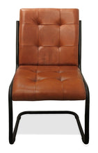 Load image into Gallery viewer, Tufted Upholstered Leather Dining Side Chair - Black / Cinnamon