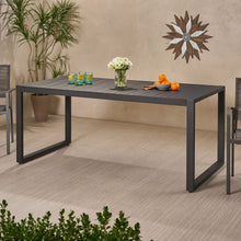 Load image into Gallery viewer, Modern Outdoor Aluminum Rectangular Dining Table With Slatted Top