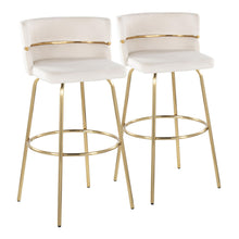 Load image into Gallery viewer, Cinch - Glam / Art Deco Fixed Height Barstool With Swivel With Round Footrest (Set of 2)
