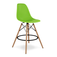 Load image into Gallery viewer, Heavy Duty Plastic And Solid Wood Counter Height Bar Chair - Green And Brown