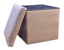 Load image into Gallery viewer, 15" Boucle Cube Storage Ottoman - Taupe