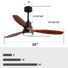 Load image into Gallery viewer, Ceiling Fan With Reversible DC Motor, LED Light, Solid Blades, Remote Control
